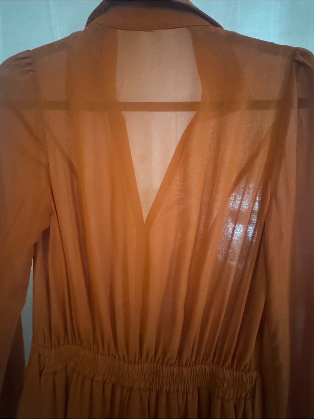 Fashion Nova Rust Orange Maxi Dress with Collar - Picture 4 of 4